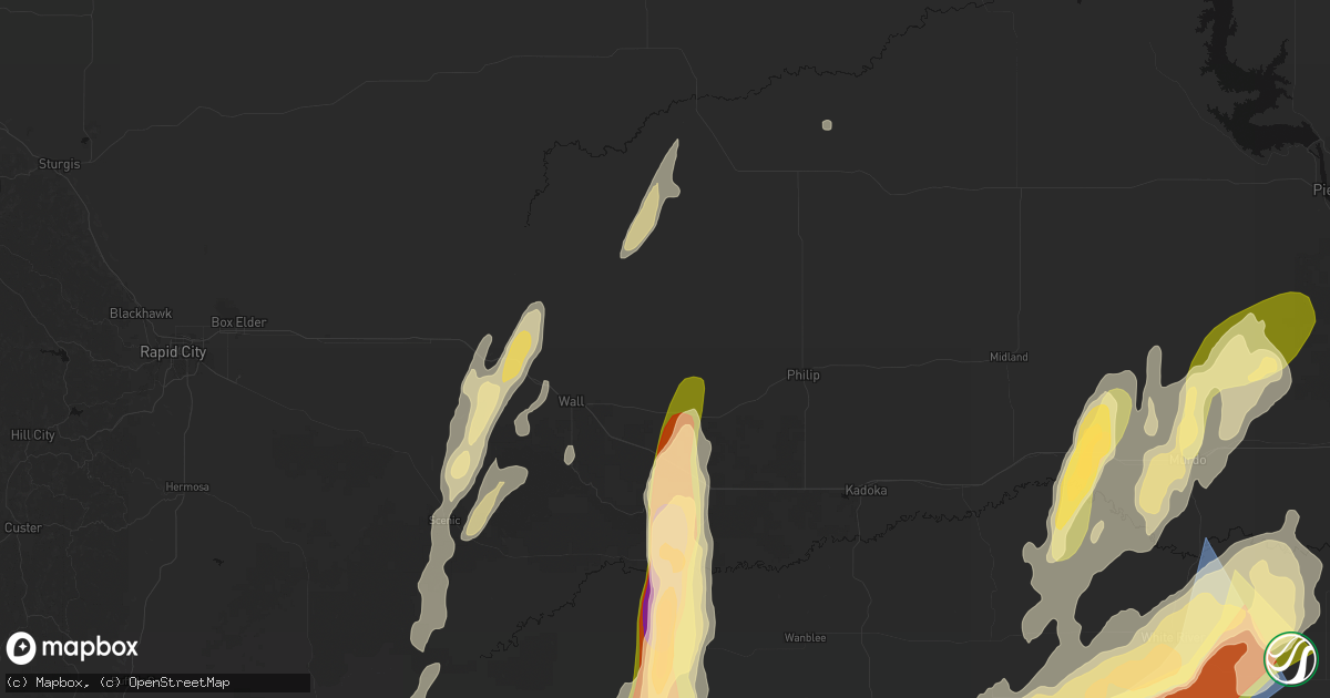 Hail map in Quinn, SD on June 28, 2026