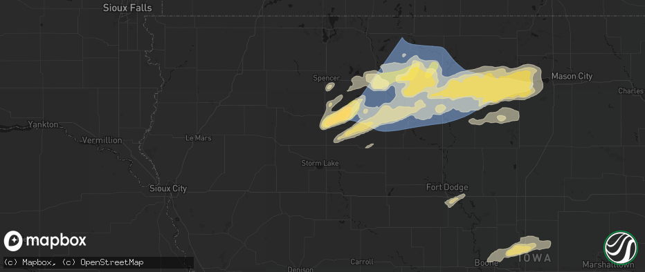 Hail map in Rembrandt, IA on June 28, 2026