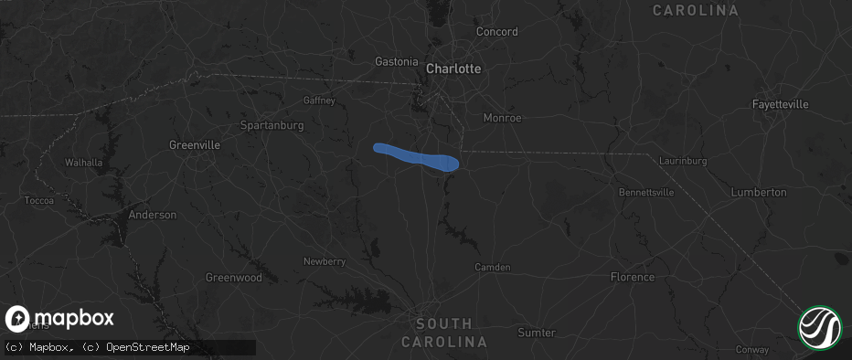 Hail map in Richburg, SC on June 28, 2026