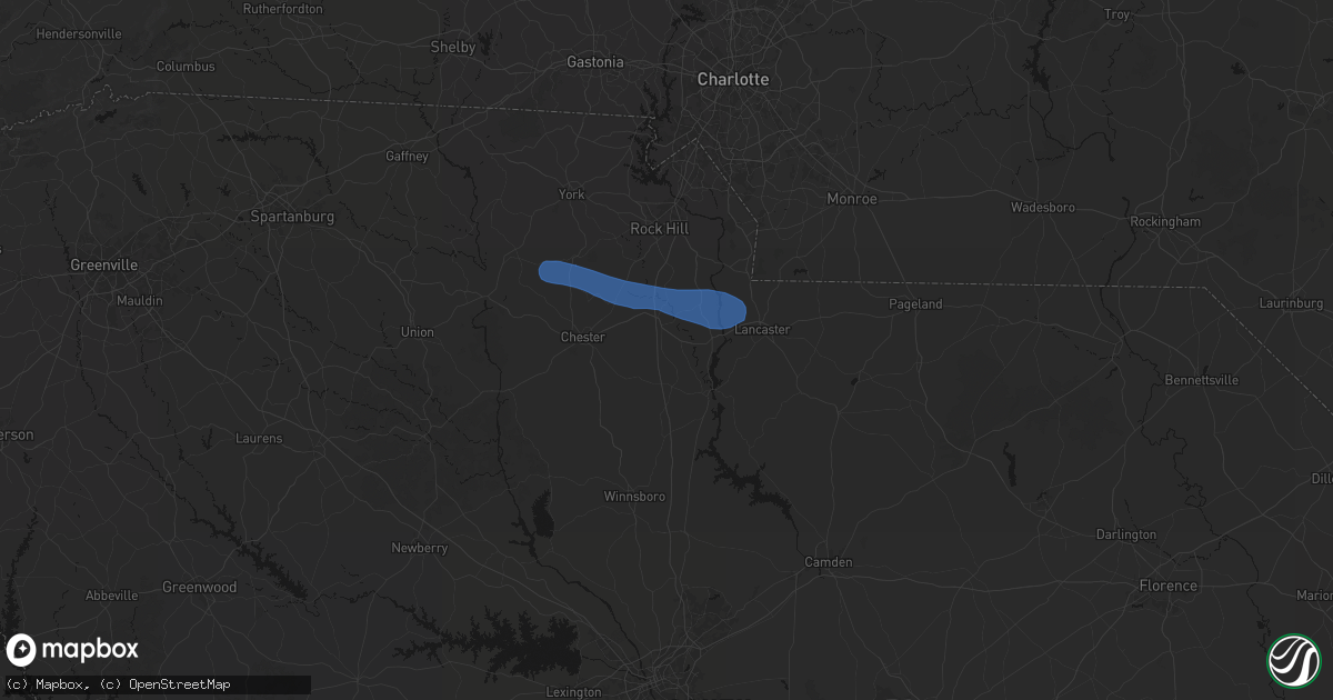 Hail map in Richburg, SC on June 28, 2026