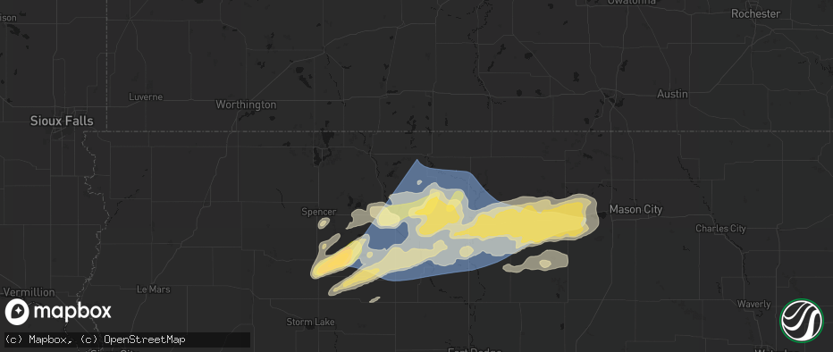 Hail map in Ringsted, IA on June 28, 2026