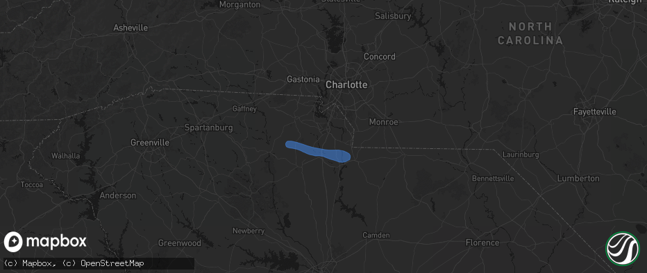 Hail map in Rock Hill, SC on June 28, 2026