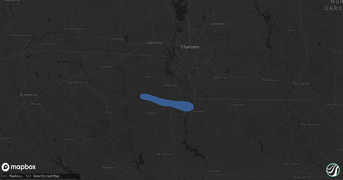 Hail map in Rock Hill, SC on June 28, 2026