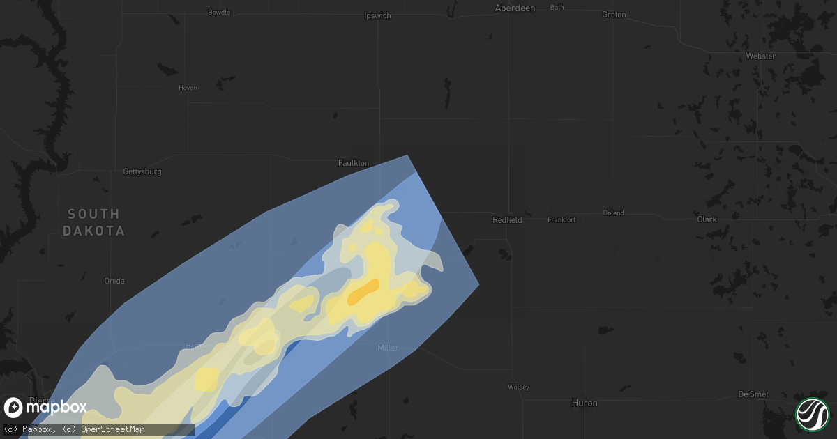 Hail map in Rockham, SD on June 28, 2026