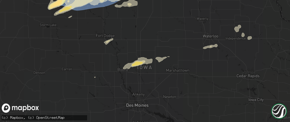 Hail map in Roland, IA on June 28, 2026