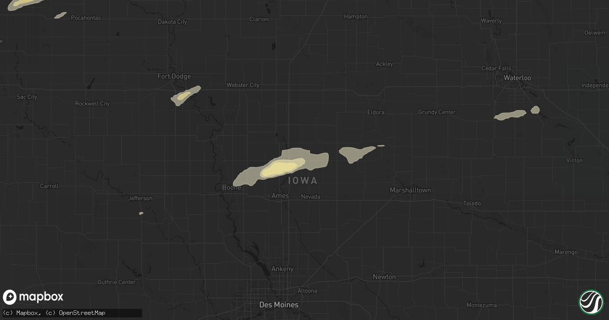 Hail map in Roland, IA on June 28, 2026