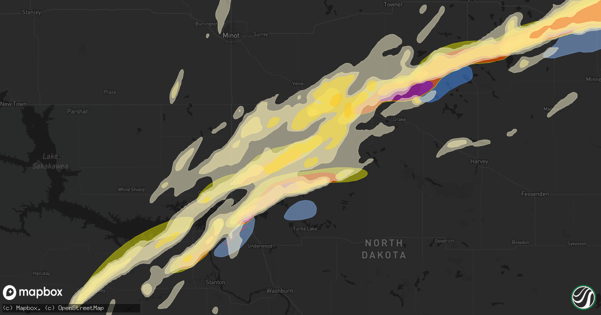 Hail map in Ruso, ND on June 28, 2026