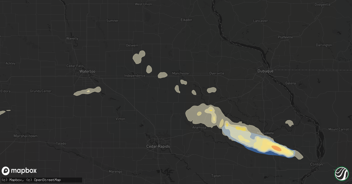 Hail map in Ryan, IA on June 28, 2026