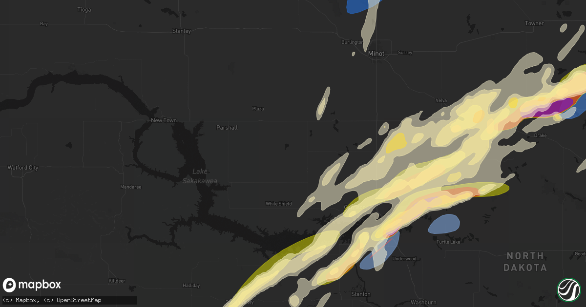 Hail map in Ryder, ND on June 28, 2026