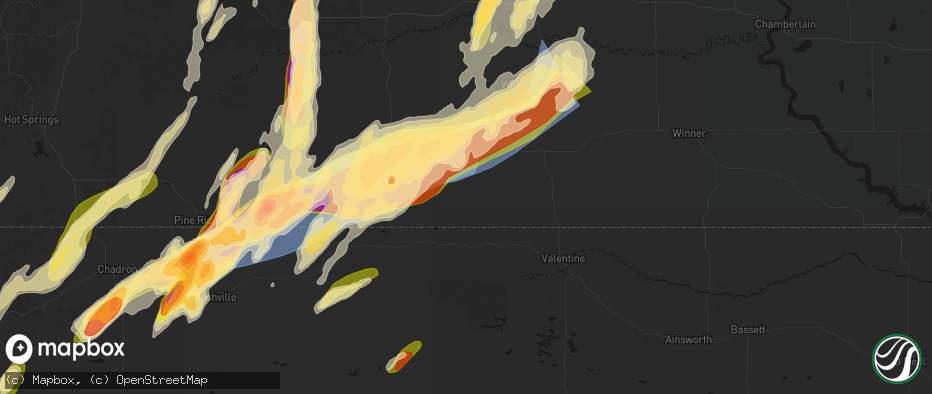 Hail map in Saint Francis, SD on June 28, 2026
