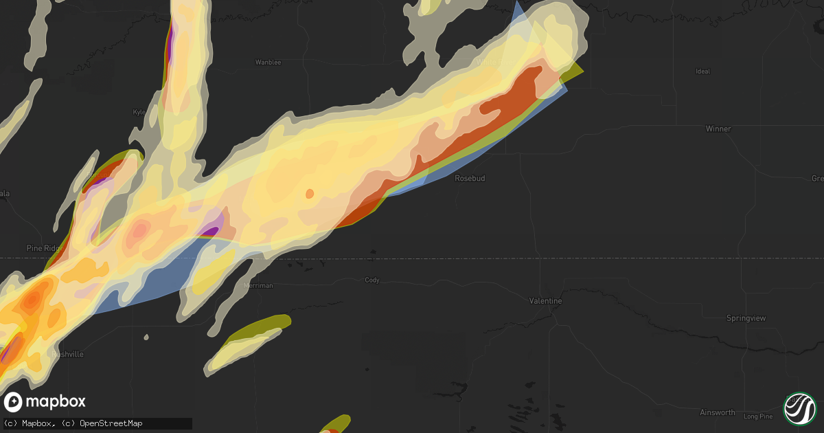 Hail map in Saint Francis, SD on June 28, 2026