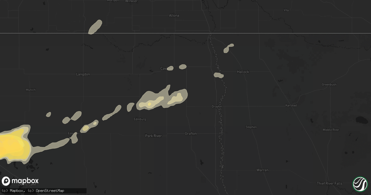 Hail map in Saint Thomas, ND on June 28, 2026