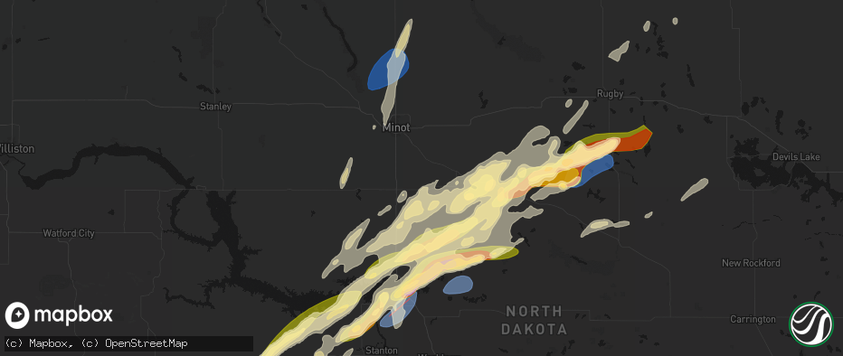 Hail map in Sawyer, ND on June 28, 2026