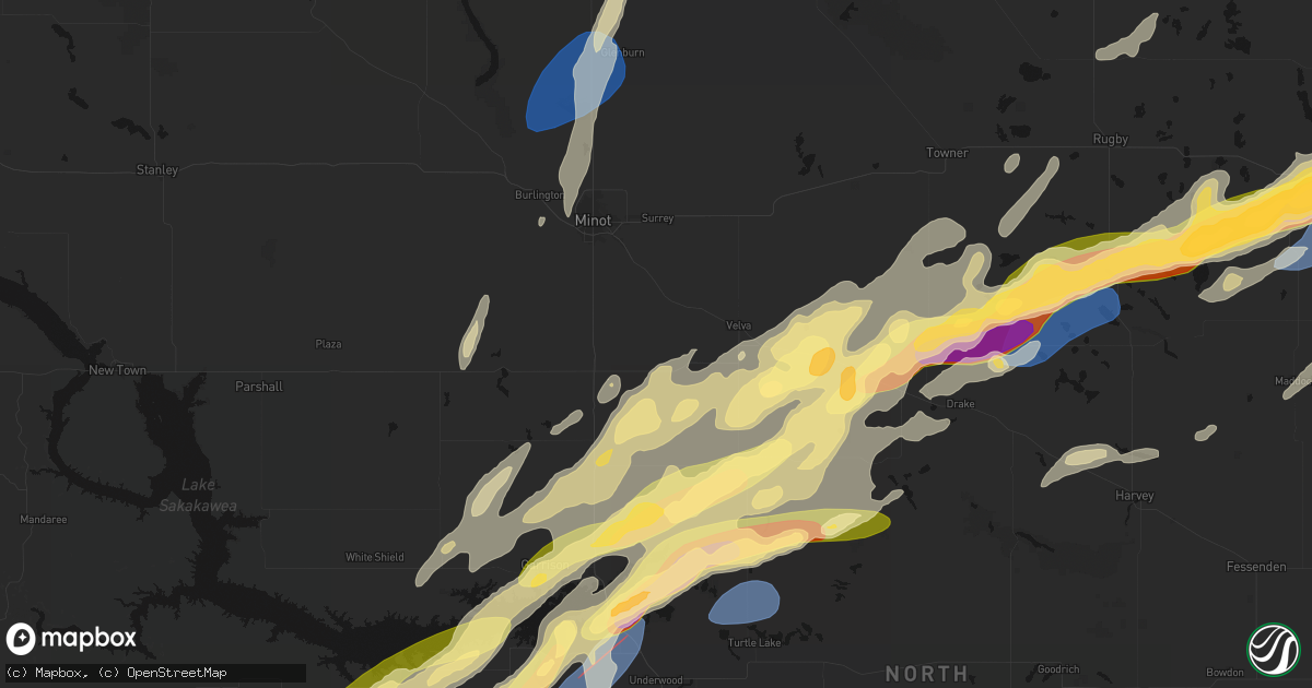 Hail map in Sawyer, ND on June 28, 2026