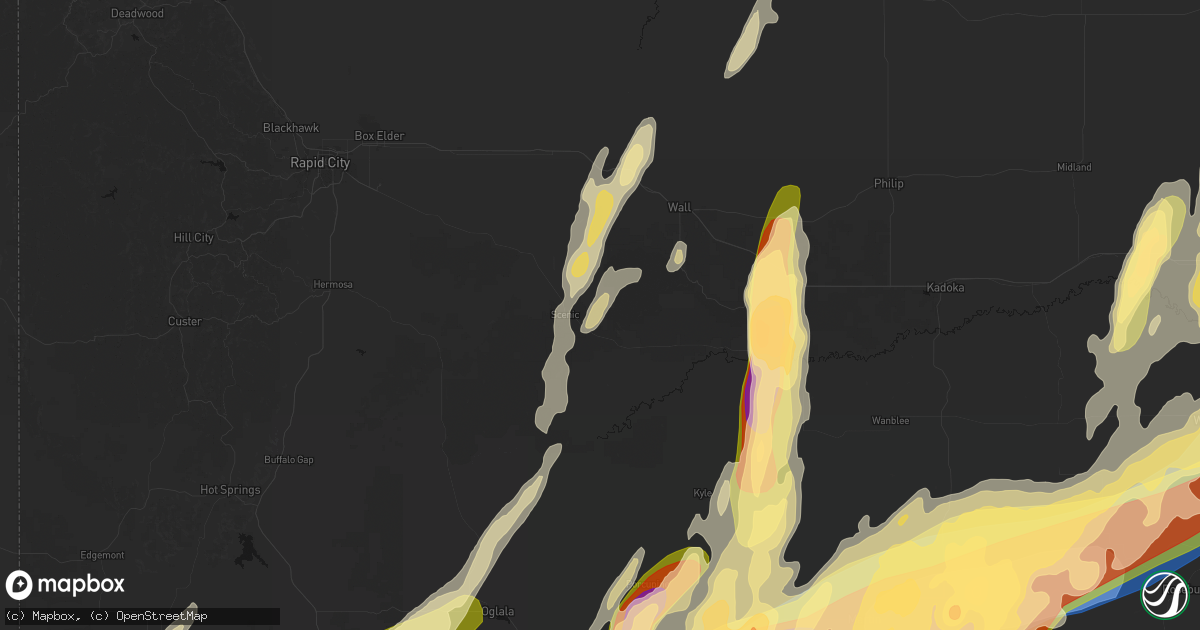 Hail map in Scenic, SD on June 28, 2026