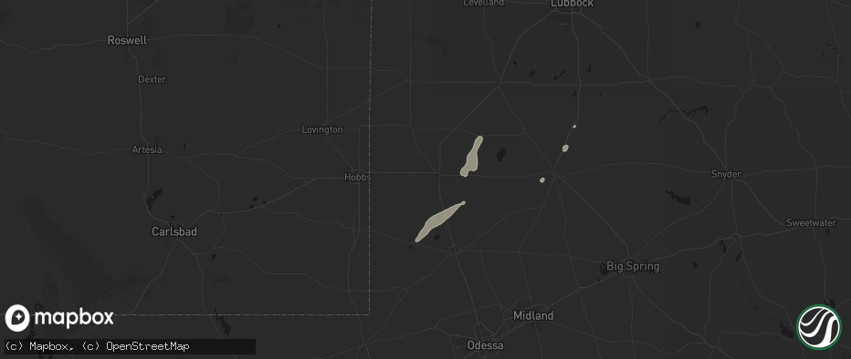 Hail map in Seminole, TX on June 28, 2026