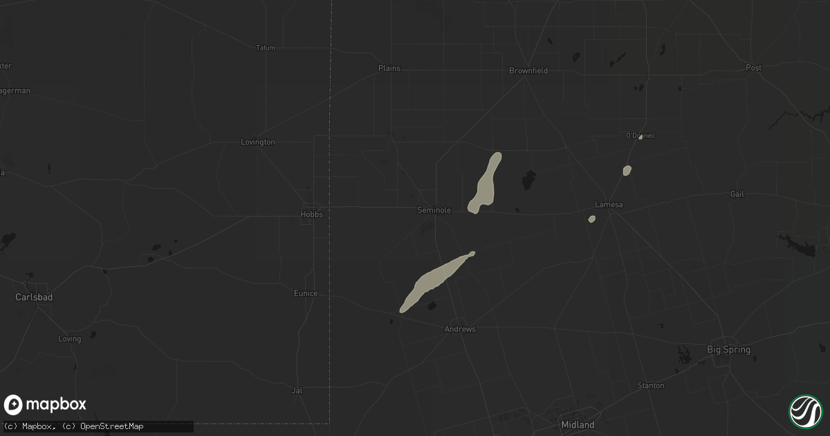 Hail map in Seminole, TX on June 28, 2026