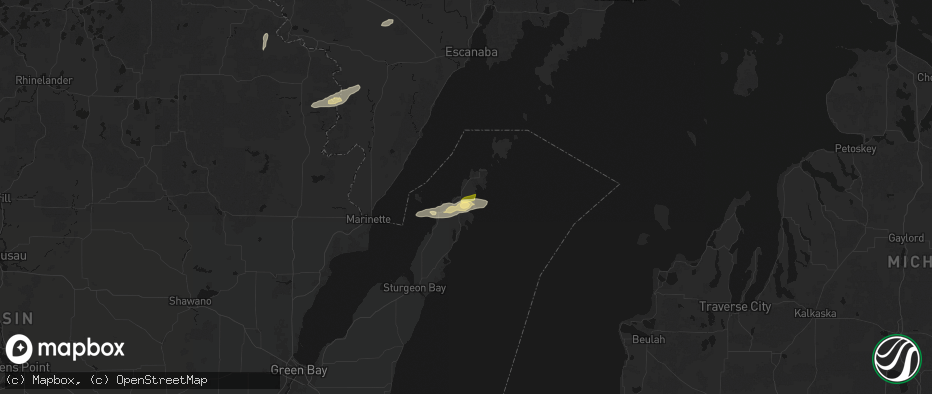 Hail map in Sister Bay, WI on June 28, 2026