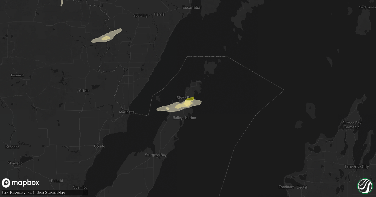 Hail map in Sister Bay, WI on June 28, 2026