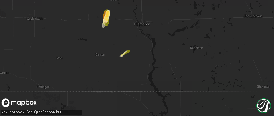Hail map in Solen, ND on June 28, 2026