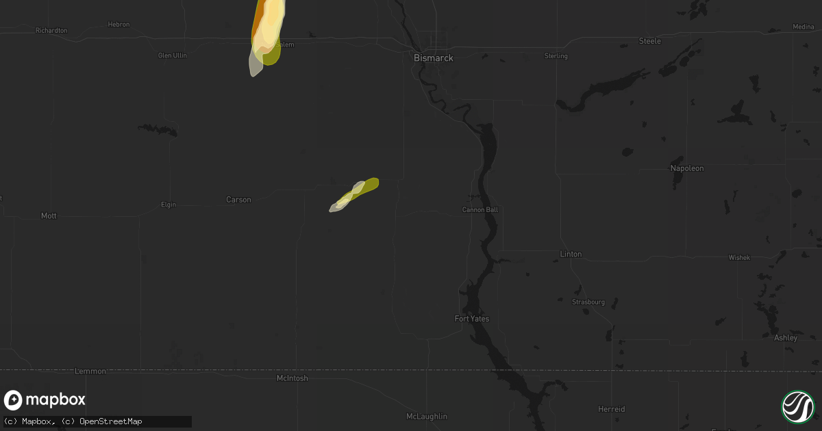 Hail map in Solen, ND on June 28, 2026