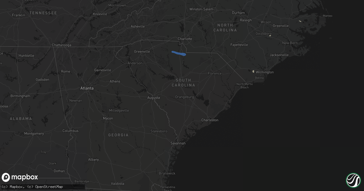 Hail map in South Carolina on June 28, 2026