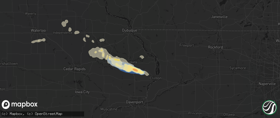 Hail map in Spragueville, IA on June 28, 2026