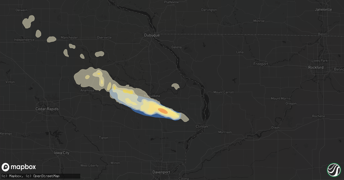 Hail map in Spragueville, IA on June 28, 2026
