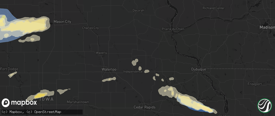 Hail map in Stanley, IA on June 28, 2026