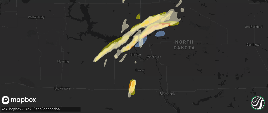 Hail map in Stanton, ND on June 28, 2026