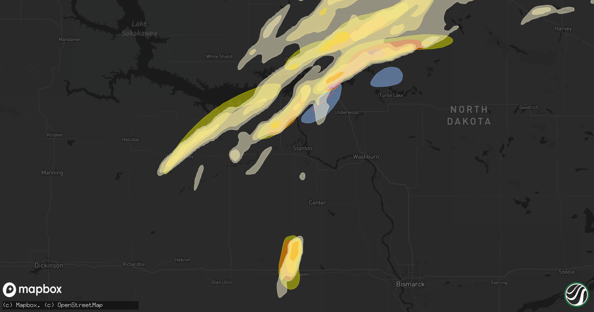 Hail map in Stanton, ND on June 28, 2026