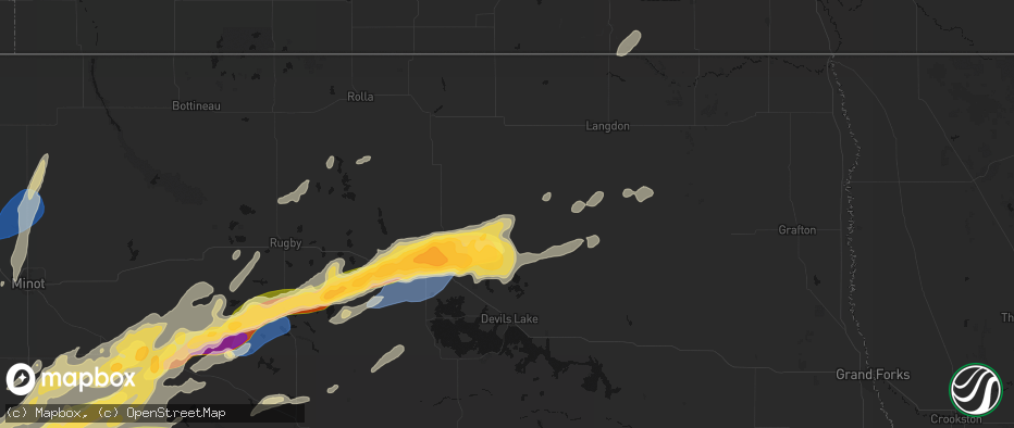 Hail map in Starkweather, ND on June 28, 2026