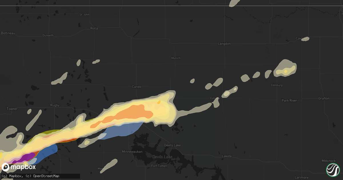 Hail map in Starkweather, ND on June 28, 2026