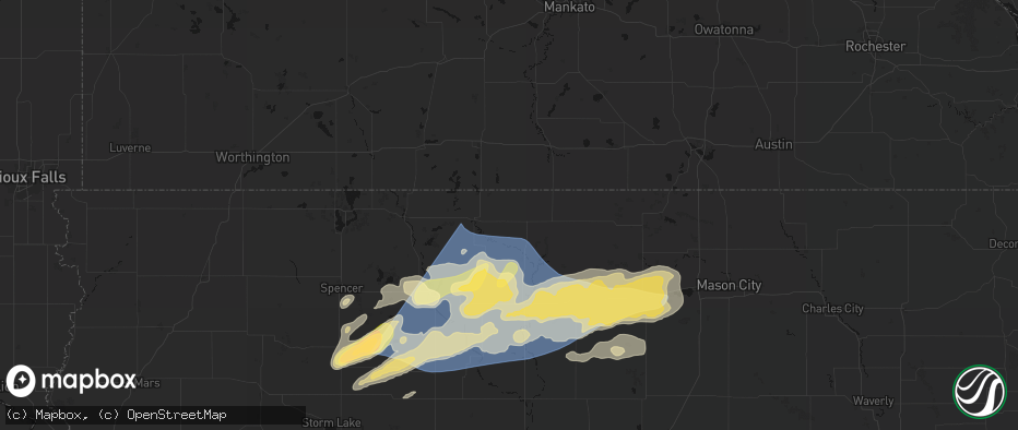 Hail map in Swea City, IA on June 28, 2026