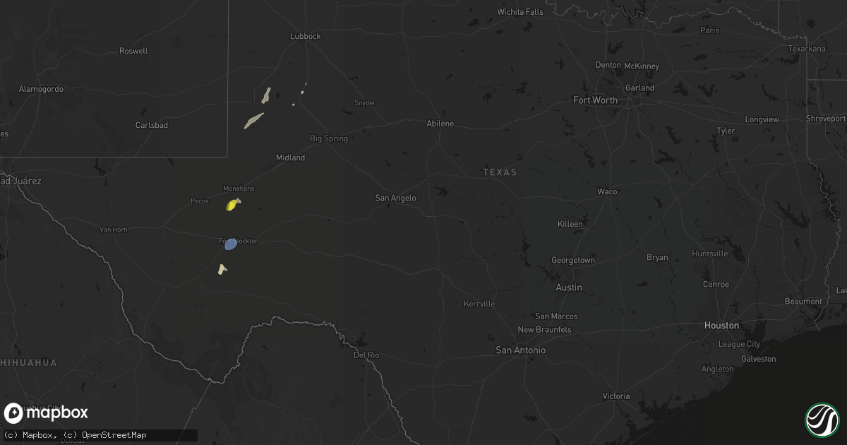 Hail map in Texas on June 28, 2026