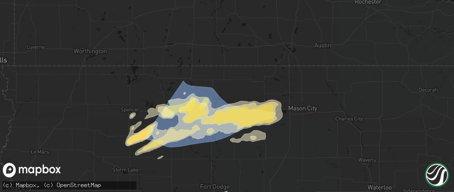 Hail map in Titonka, IA on June 28, 2026