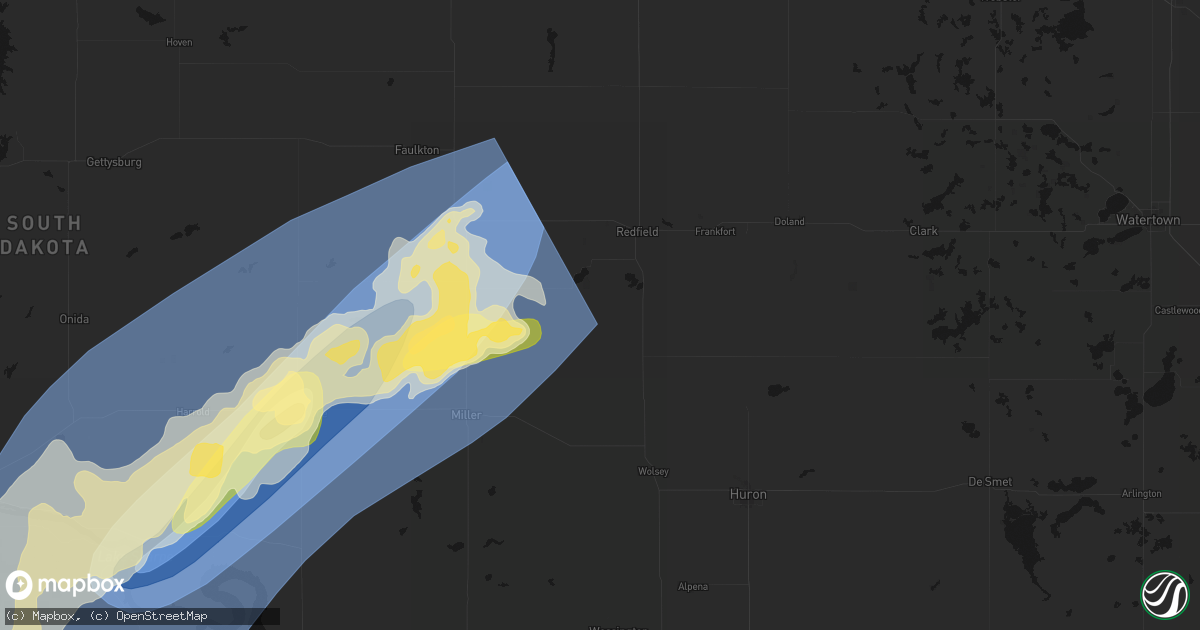 Hail map in Tulare, SD on June 28, 2026