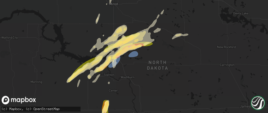 Hail map in Turtle Lake, ND on June 28, 2026