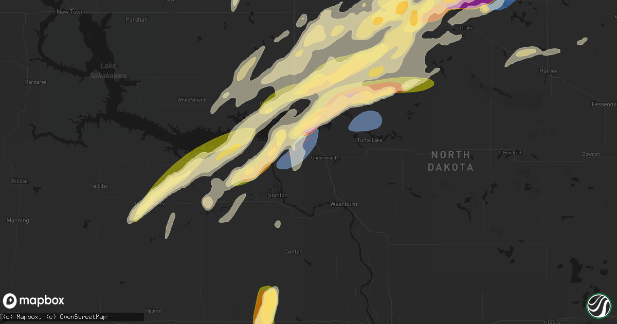 Hail map in Underwood, ND on June 28, 2026