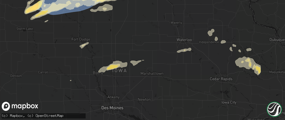 Hail map in Union, IA on June 28, 2026
