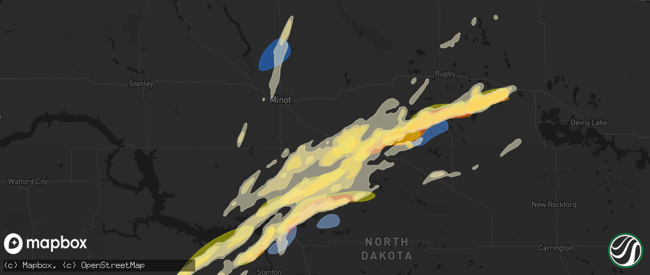 Hail map in Velva, ND on June 28, 2026
