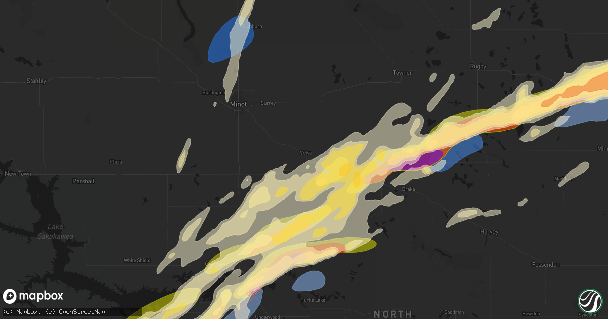 Hail map in Velva, ND on June 28, 2026