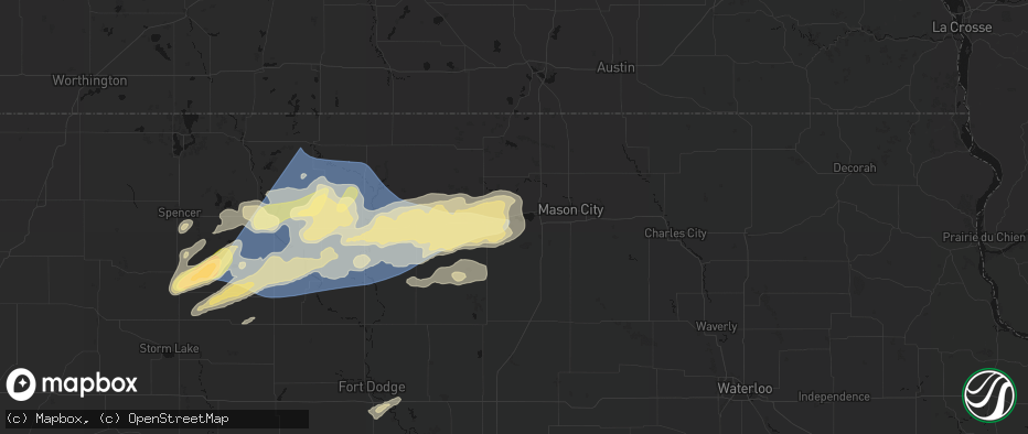 Hail map in Ventura, IA on June 28, 2026