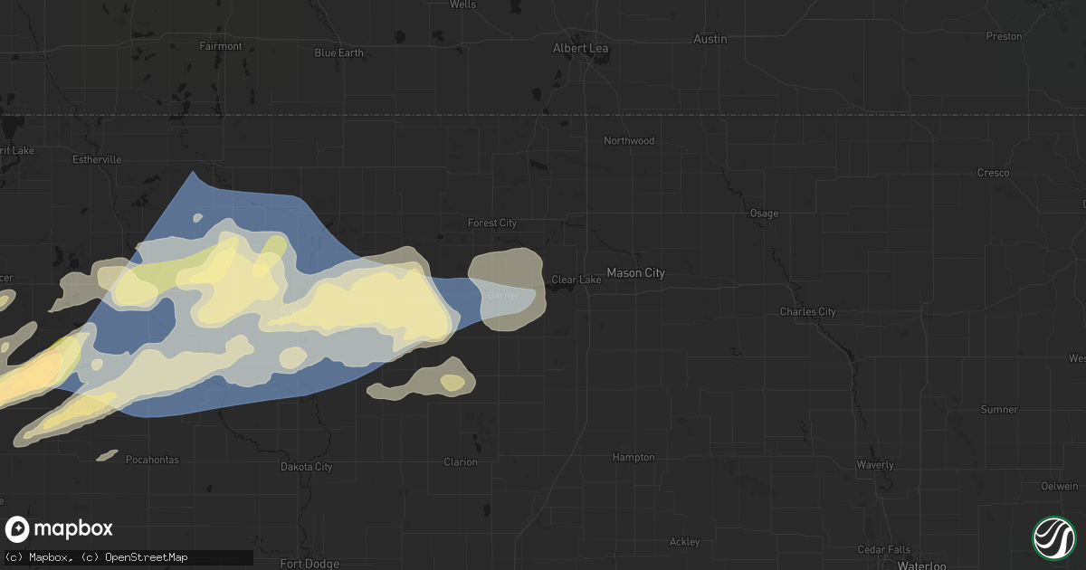 Hail map in Ventura, IA on June 28, 2026