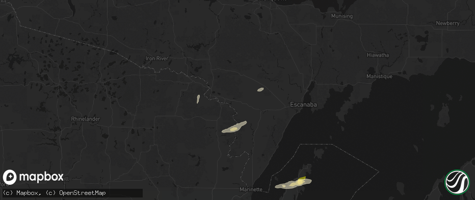 Hail map in Vulcan, MI on June 28, 2026