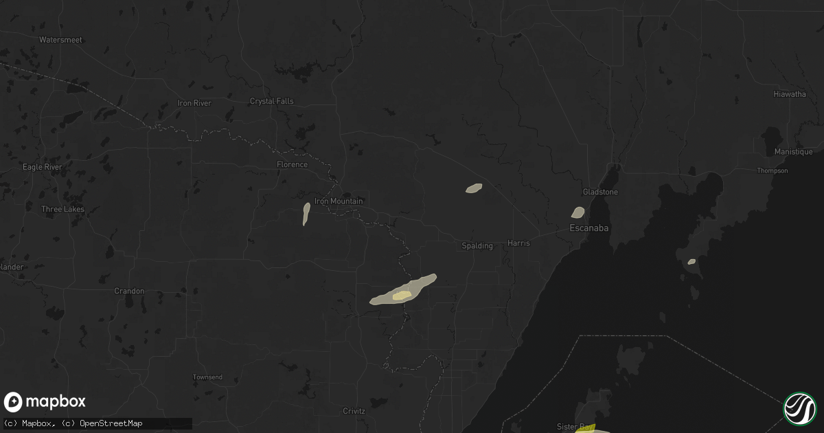 Hail map in Vulcan, MI on June 28, 2026