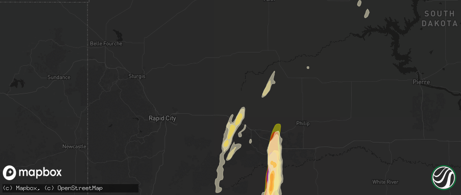 Hail map in Wasta, SD on June 28, 2026