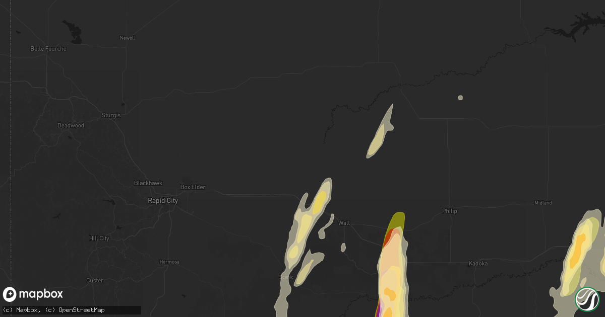 Hail map in Wasta, SD on June 28, 2026
