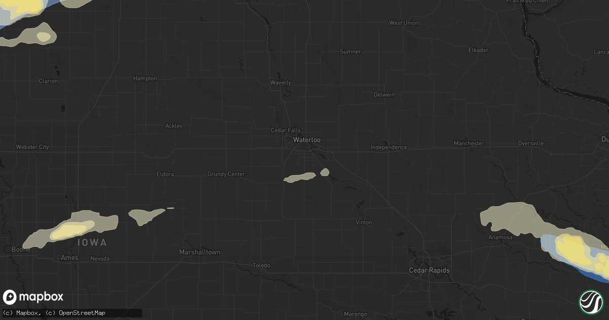 Hail map in Waterloo, IA on June 28, 2026