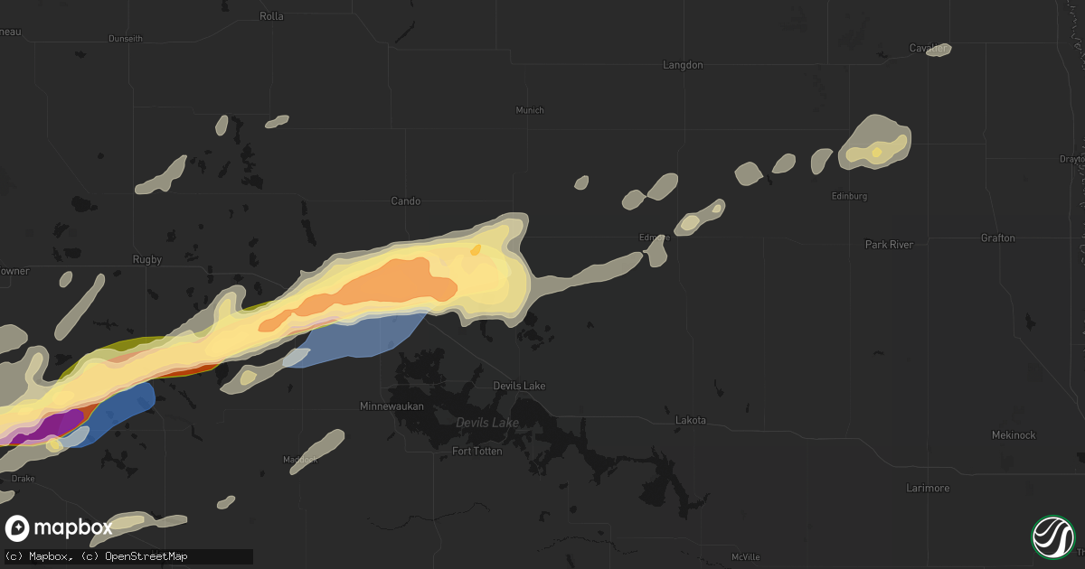 Hail map in Webster, ND on June 28, 2026
